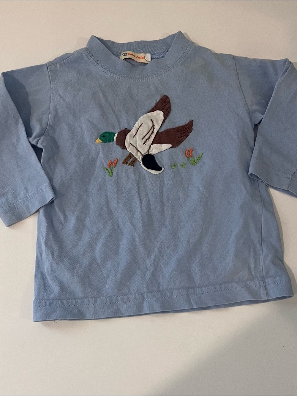 Baby Luigi Baby Boy Long Sleeve Shirt With Appliqué Duck 18m Blue Winter Fall